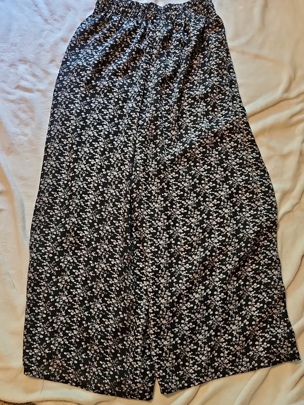 My Michelle Black and White Wide Leg Floral Pants